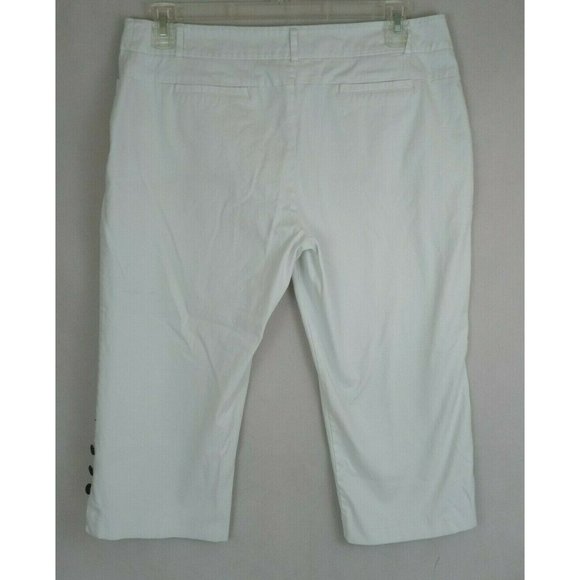Tribal Studio Women's White Capri Pants With Button Accents Size 12P - Picture 3 of 9